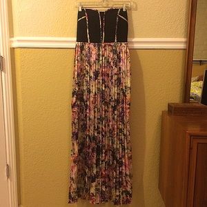 SABINE Strapless Maxi Watercolor Floral Dress XS